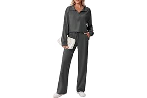 PINSPARK 2 Piece Sets for Women 1/2 Zip Sweatsuit Loose Fit Sweatshirt Straight Leg Pants 2025 Matching Outfit Fall Tracksuit