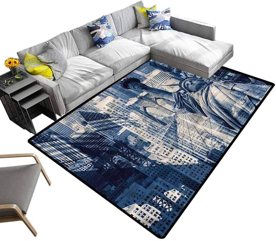 United States, Modern Area Rug NY Liberty Statue Super Cozy Bathroom Rug Carpet Non Slip Rubber Backing, 6'x 9'