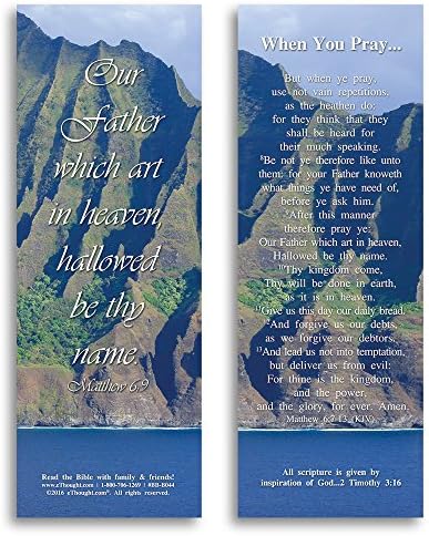 Bible Verse Cards, by eThought - Matthew 6:9 - When You Pray: The Lord's Prayer - Pack of 25 Bookmark Size Cards for reading, study, gifts and encouragement.