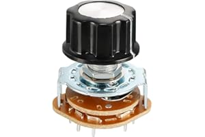 uxcell 6mm 2P5T 2 Pole 5 Position Selectable Single Deck Band Channel Rotary Switch Selector with plastic knob
