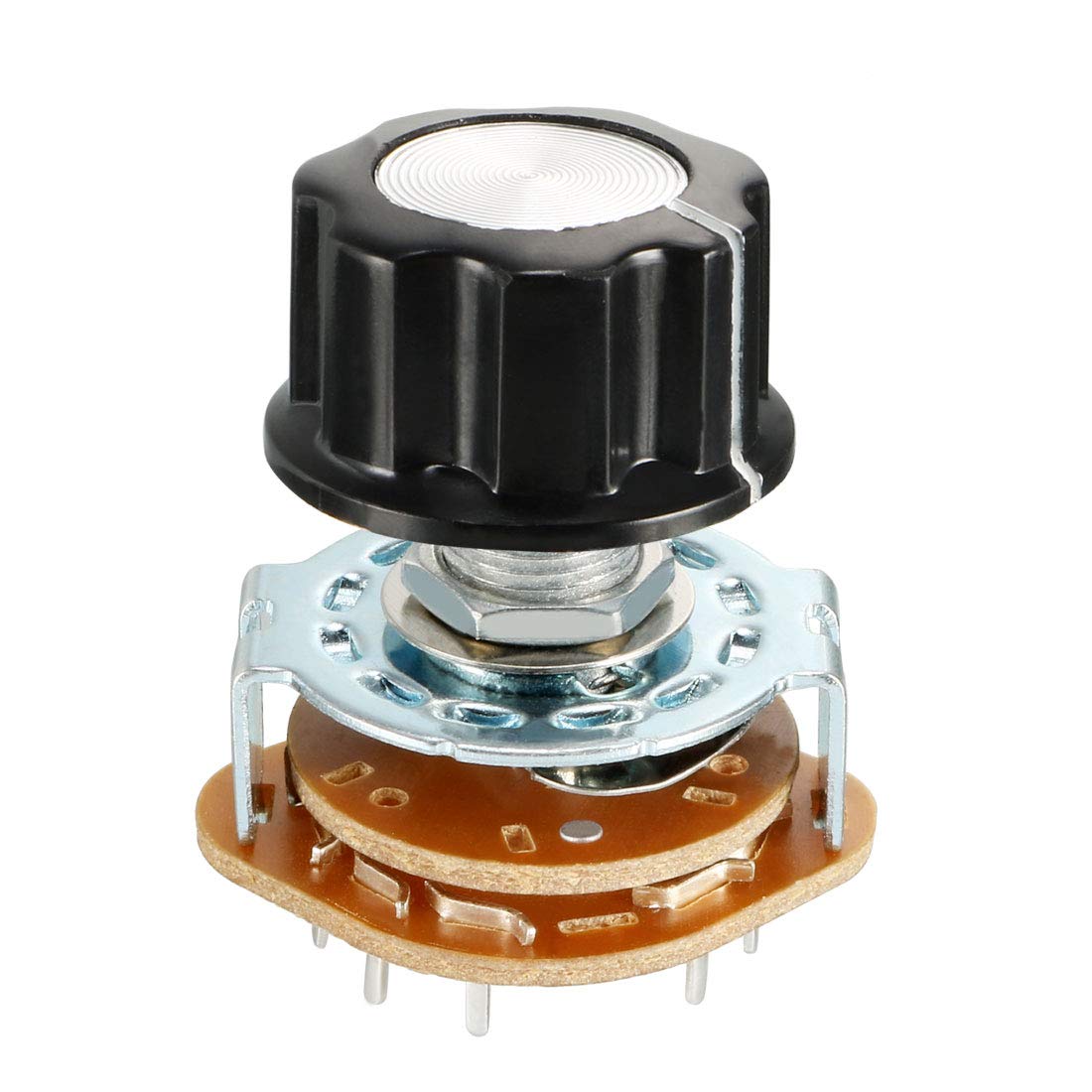 sourcing map 6mm 2P5T 2 Pole 5 Position Selectable Single Deck Band Channel Rotary Switch Selector with plastic knob