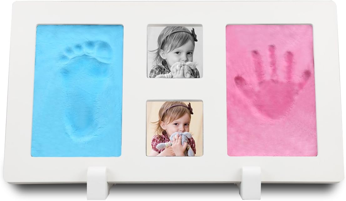 Baby Picture Frames,Dacuan Footprints Ornament Handprint Kit Photos keepsake Gifts for Newborn Babies(White, Pack of 1)