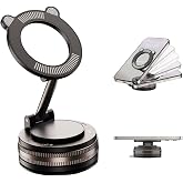 EGBULL Magnetic Phone Holder Vacuum Suction Mount Strong Magnetic Car Mount | Foldable Suction Cup Mount, Strong Washable Grip, Fits All Smartphones, for Car Kitchen Bathroom Mirrors
