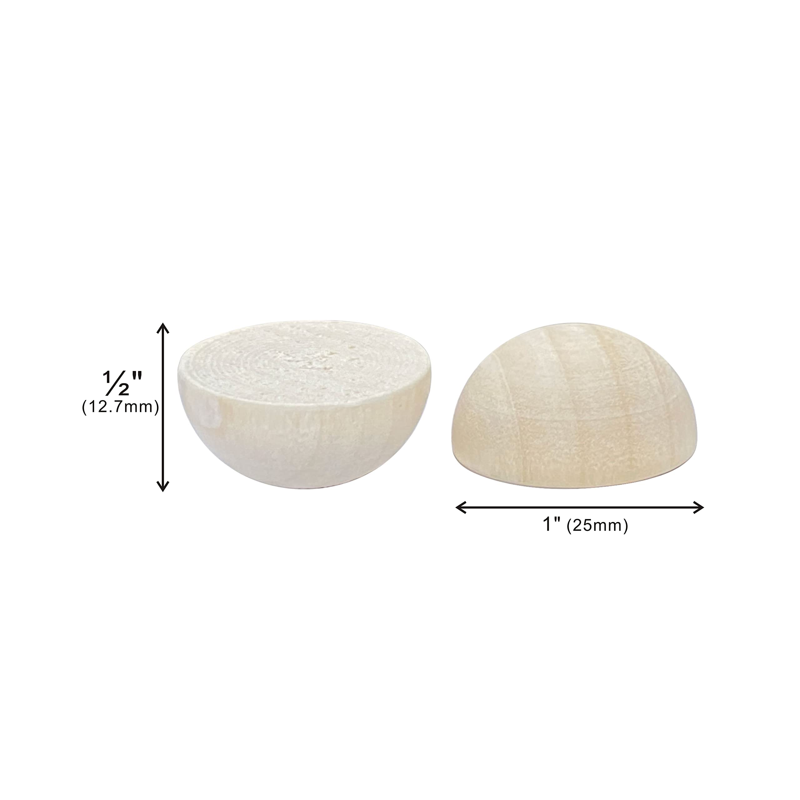 200 Pieces 1 Inch Wooden Split Balls Half Round Wood Beads Unfinished Wooden Half Sphere for DIY Crafts