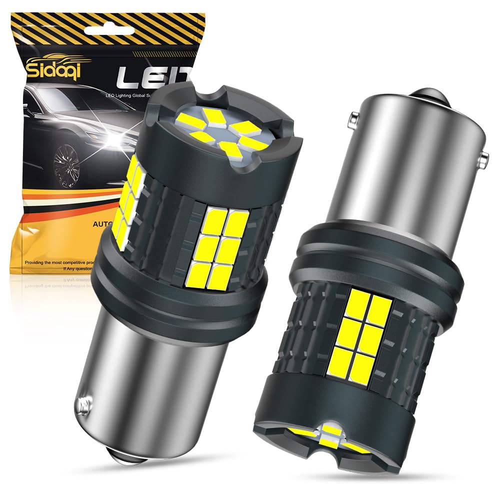 Photo 1 of Sidaqi 1156 LED Bulb White CANBUS Error Free LED Reverse Backup Light 4000LM 30SMD P21W 1141 BA15S 7506 Blub Built-in Load Resistor Anti Hyper Flash for Turn Signal Light DRL 12-24V (Pack of 2)