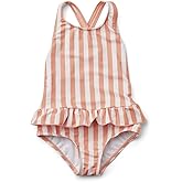 Toddler Girls One Piece Swimsuits Crossback Backless Bathing Suit Whale Dolphin Shark Swimwear with Ruffle Butt UPF50+