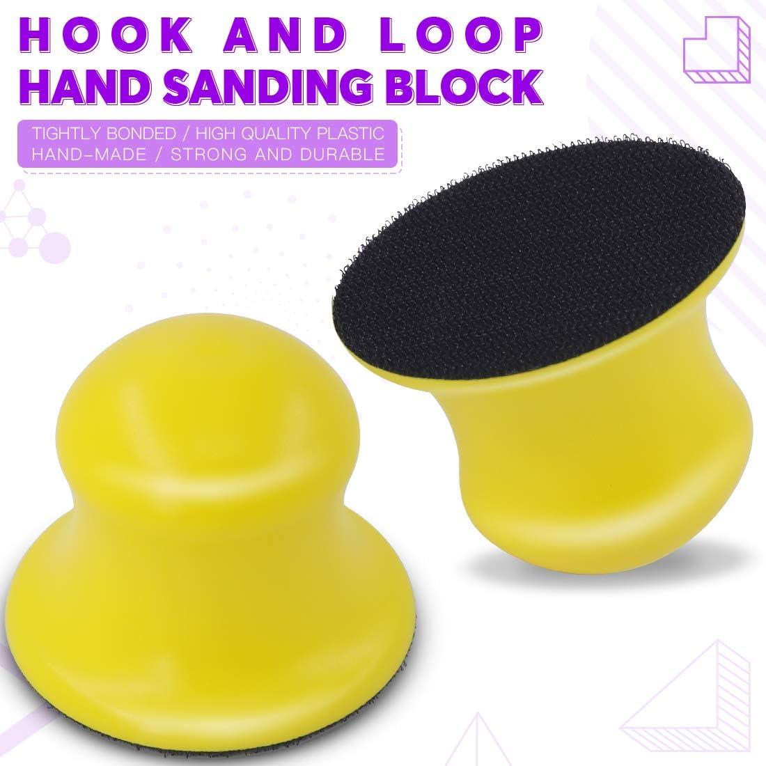 Swpeet 92Pcs 3 inch Sanding Disc with Round Hook and Loop Hand Sanding Block Hook Backing Plate for Sanders or Polishers - 10PCS Each of 80/100/ 180/600 /800/1000 /1200/2000 /3000 - - 