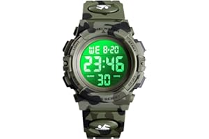 FIZILI Boys Watch Digital Sports Waterproof Outdoor Kids Watches Alarm Clock 12/24 H Stopwatch Calendar 3-15 Year Old Boys Girls Wristwatch