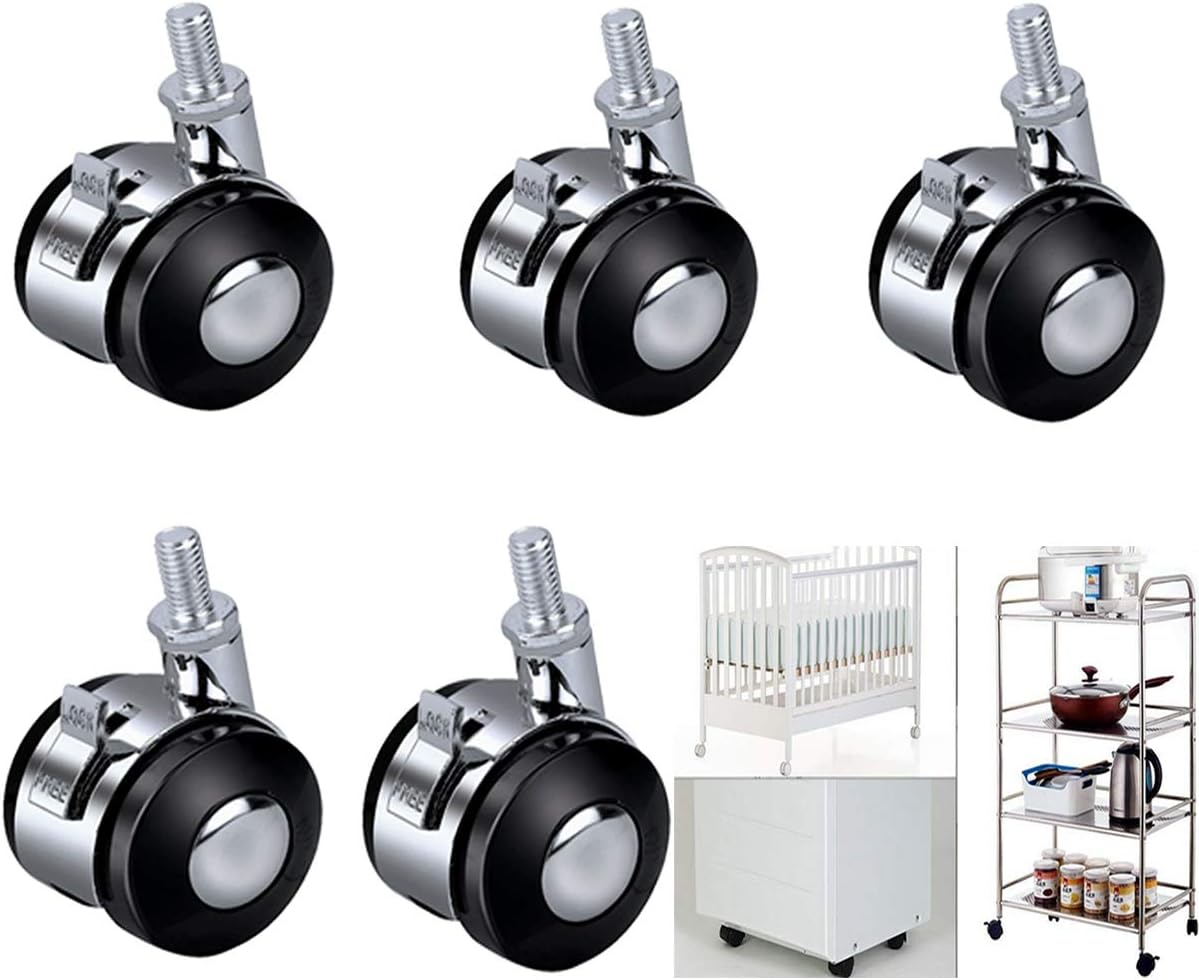 Liuer 5PCS Ruedas para Muebles Ruedas Giratorias con Freno Ruedas Pivotantes de Transporte para Silla de Escritorio Mesa de café Juguetes Zapatos Load Capacity 25kg per Wheel,2inch (51mm) with Brake