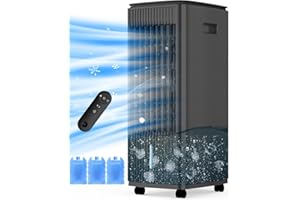 FANCOLE 37 INCH Evaporative Air Cooler w/LED Display, Touch Control & 20FT Remote, 3 Modes & 3 Speeds Swamp Cooler Air Conditioner, 12H Timer for Auto-off, 70° Wider Oscillating Air Cooler for Room