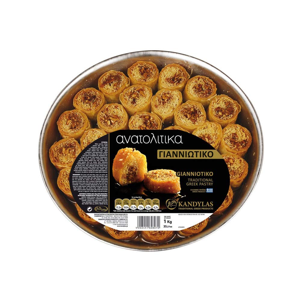 Gianniotiko (Type of Baklava & Kataifi ) with Nuts and Syrup, Traditional Greek Handmade Pastry, Net Weight 1kg