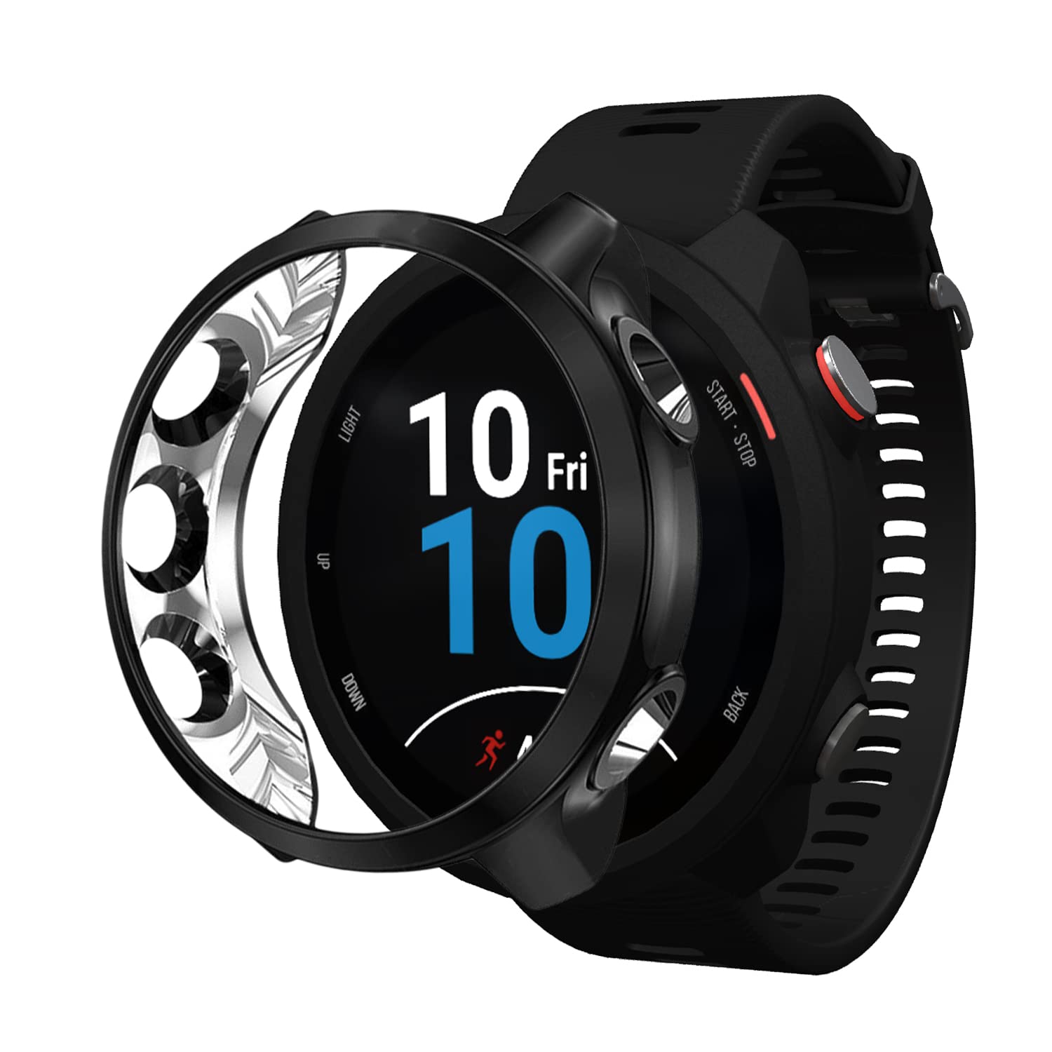 PaceBid Case Compatible with Garmin Forerunner 245,Transparent TPU Case High Definition Ultra-Thin Rubber Cover for Garmin Forerunner 245-Black — image 1