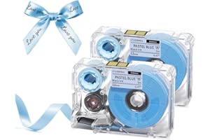 Phomemo A30 P15 Exclusive Embellish Black Text Print on Light Blue Satin Ribbon, Fabric Ribbons for Gift Wrapping, Wedding Bo