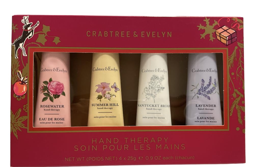Crabtree & Evelyn | Rosewater, Summer Hill, Nantucket Briar & Lavender Hand Therapy Set | 0.9 oz X 4