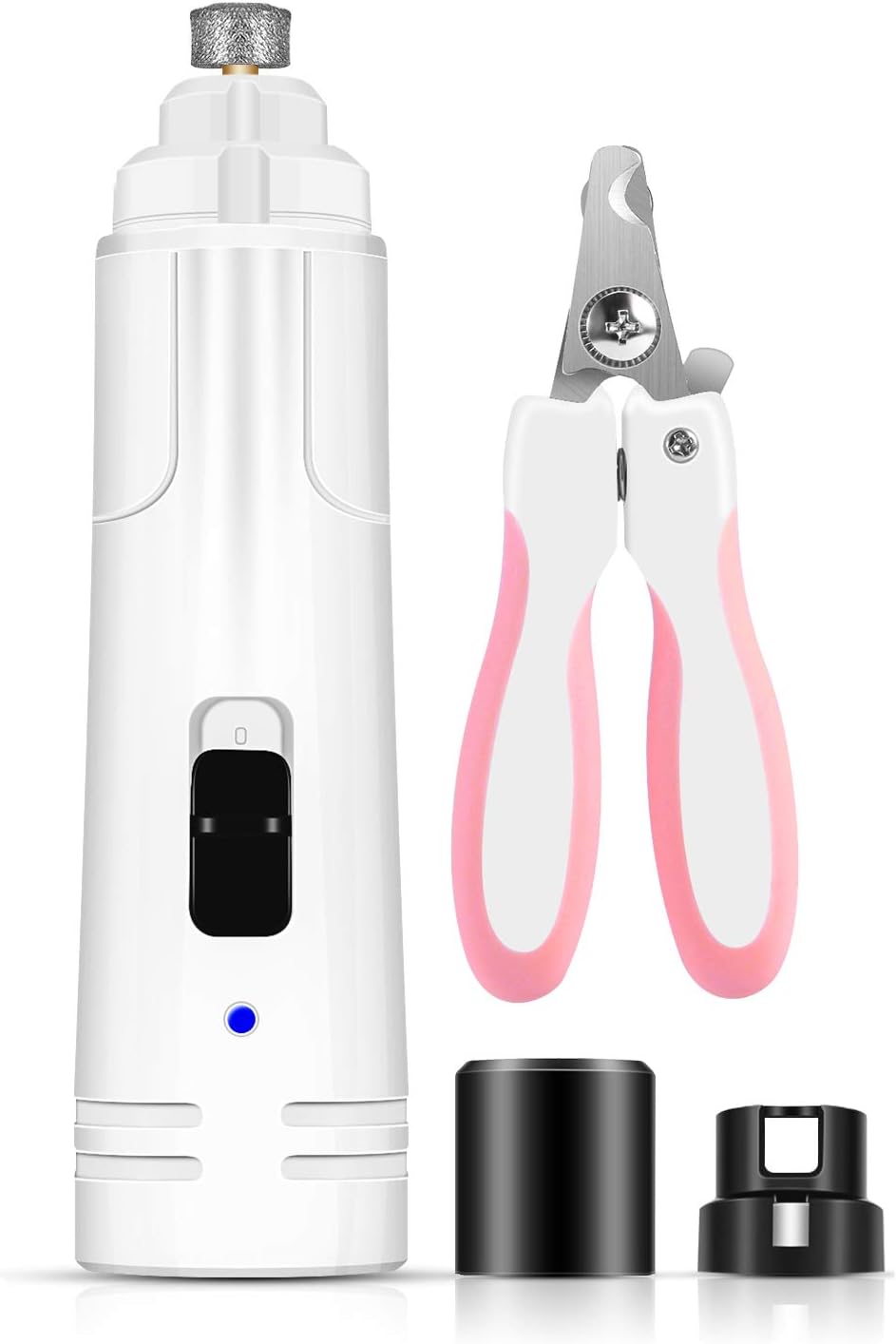 Foviza Dog Nail Grinder for Small Large Dogs Electric Dog Nail Trimmer Clippers Low Noise Paws Grooming Kit Pet Nail Clipper for Small Animals Claw Trimmer with Light (Pink)