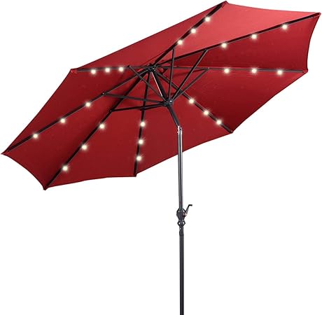 Amazon Com Giantex 10ft Solar Patio Umbrella Outdoor With Lights