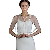 LOVFOIVER Pearl Shawl for Women, Soft Tulle Capes and Wraps for Evening Dress Wedding Party Bolero Cover Up