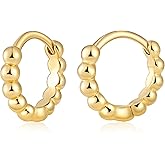 Fiusem Huggie Hoop Earrings for Women 14K Gold Plated, Small Dainty Earrings for Women, Hypoallergenic Hoops 8/10/12 mm