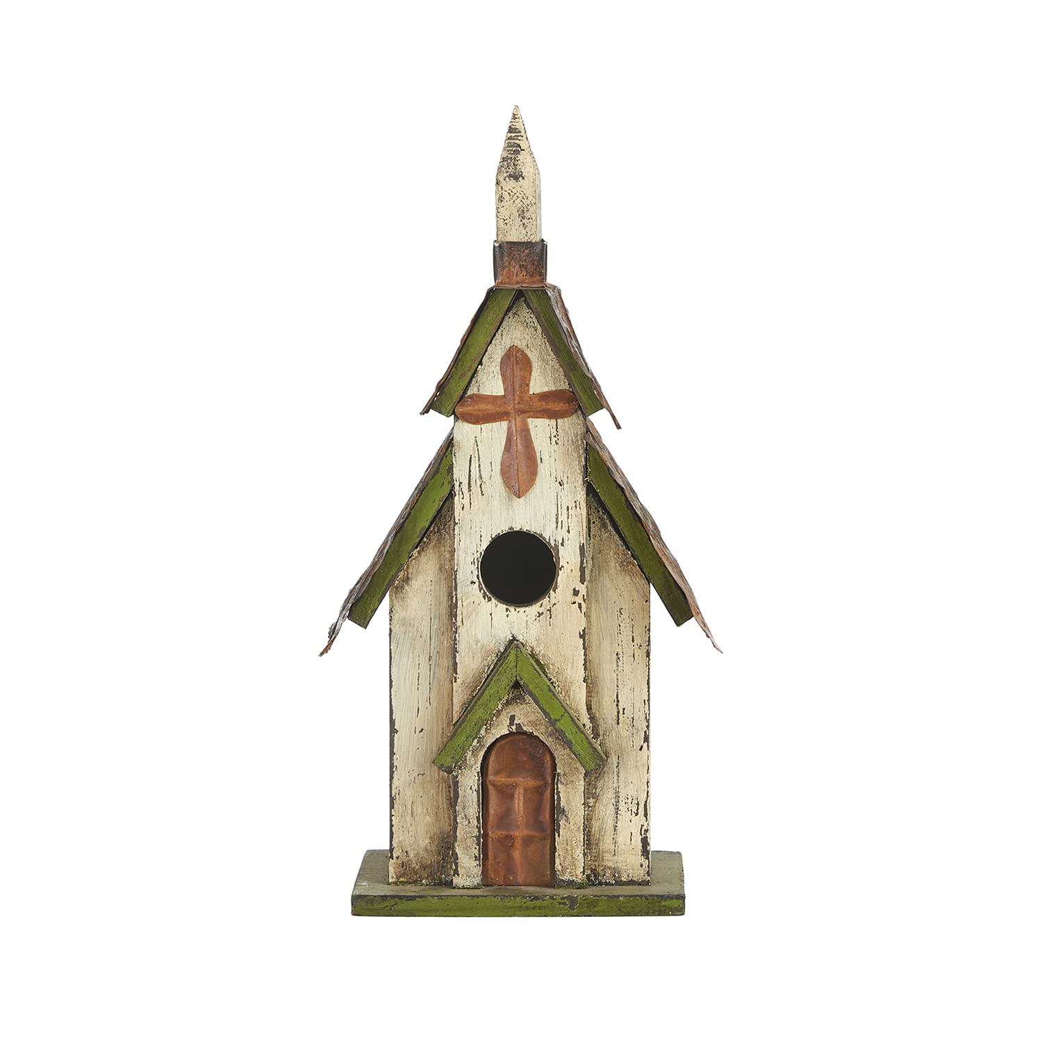 Photo 1 of Glitzhome 14" H Hanging Distressed Wooden Church Birdhouse Garden Decor