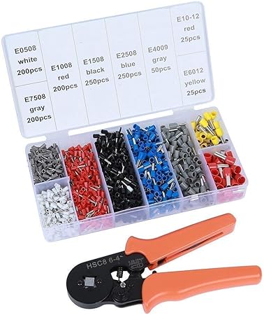 Valuehall Pince A Sertir De 0 5 A 6mm Et 1200 Cosses Electriques Plates Connecteurs De 0 25 A 10 Mm Pince De Sertissage Et Cosses Electriques Pour Connexion Cablee Et Protection V7001 1 Amazon Fr Bricolage