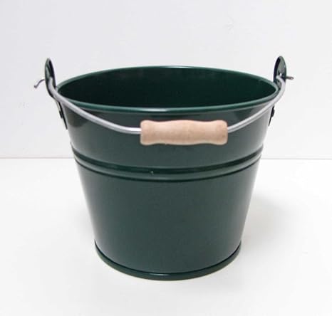 Eimer mit Holzgriff Metall D 17 cm grün DekoEimer MetallEimer Blumen