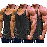 Muscle Cmdr Men's Bodybuilding Stringer Tank Tops Y-Back Gym Fitness Workout Training Running T-Shirts Athletic Quick Dry Top