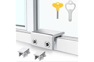 Window Locks- Home Window Security Door Reinforcement Lock Childproof for Sliding Windows- Adjustable Sliding Door Lock - No 