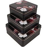 PHILPETY Love Decorative Storage Box Rural Tin Gift Box Tinplate Candy Cookie Jars Square Storage Containers with Lids for Chocolate Candy Tea Coffee Cosmetics Jewelry Photos Gift Case 3Pcs