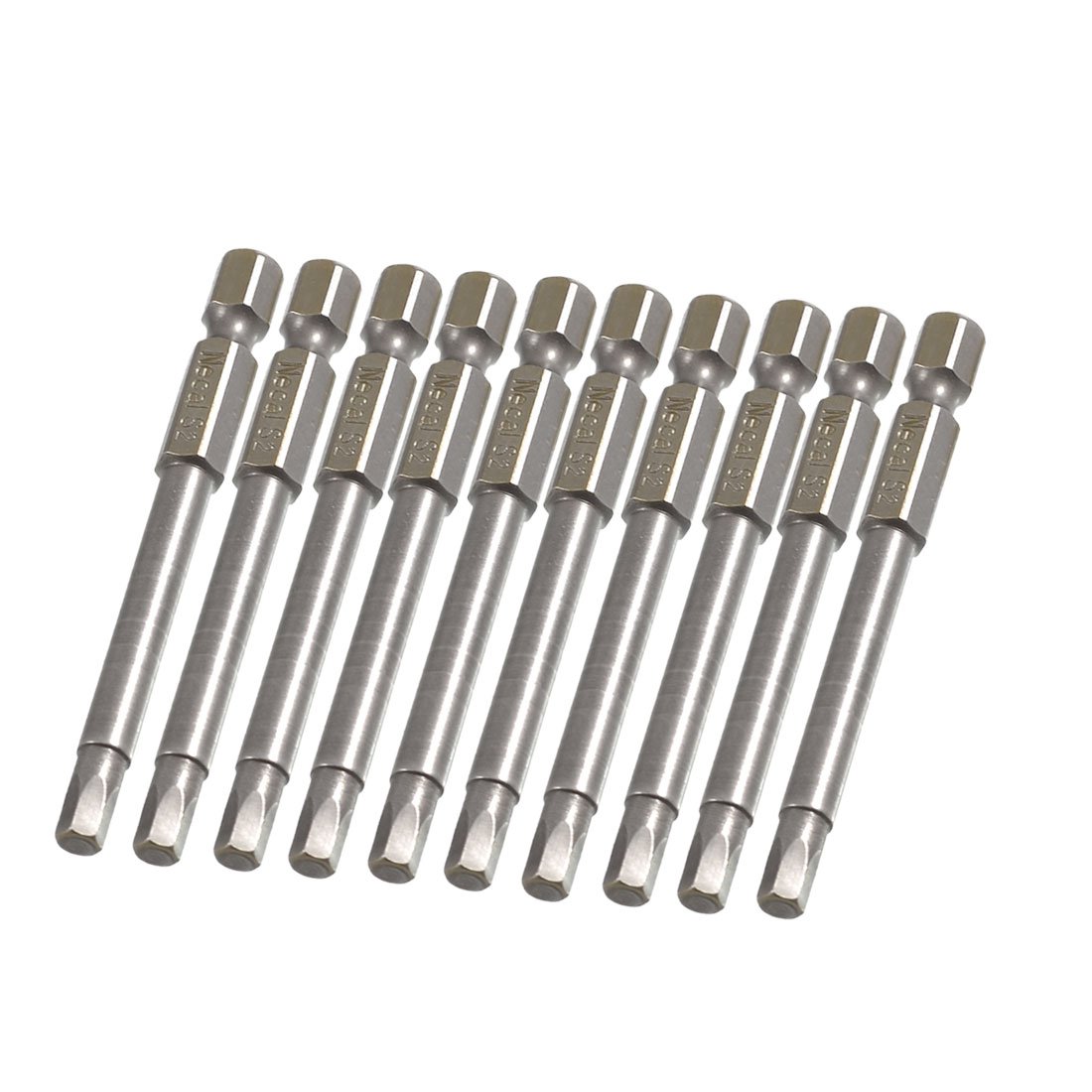 sourcing map 10 Pcs 1/4" x 65mm x 4.6mm x 4mm Magnetic Hex Hexagon Screwdriver Bits Gray