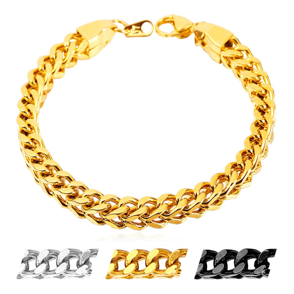U7 Gold Chain Bracelet Men Cuban Link Cool Male Bracelets Chains Mens Braclet