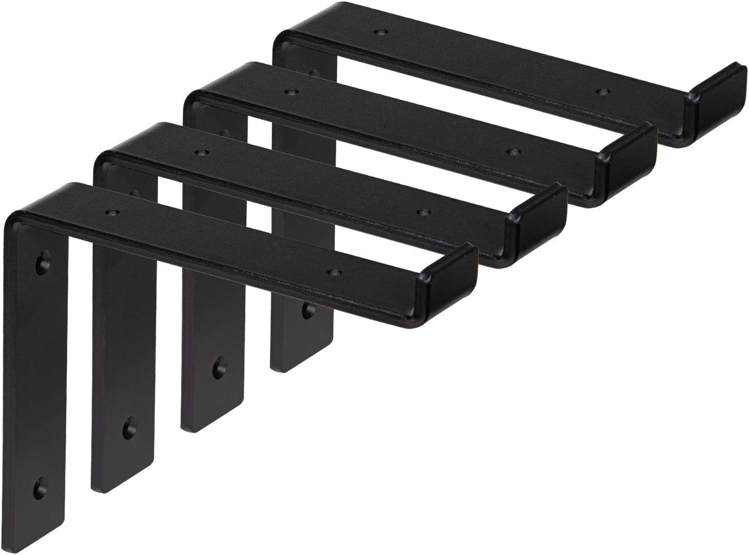 1/4" Thick Heavy-Duty Shelf Brackets - Rustic Modern Farmhouse Iron Metal Wall Floating Brace Support with Lip for DIY Open Shelving - Includes Hardware - Multiple Sizes Available 4-PK (7.25"): Home Improvement