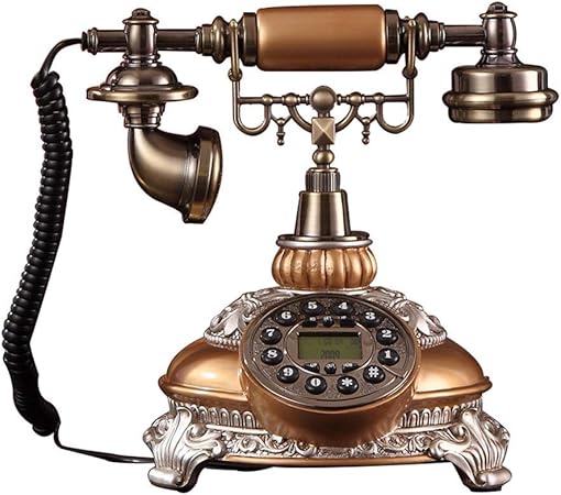 Amazon プッシュボタンダイヤル付き電話新しいレプリカアンティーク電話 ヴィンテージレトロな固定電話の家の電話の受話器 コード機ゴールデンファッション60年代クラシックダイヤル 電話 携帯電話 おもちゃ