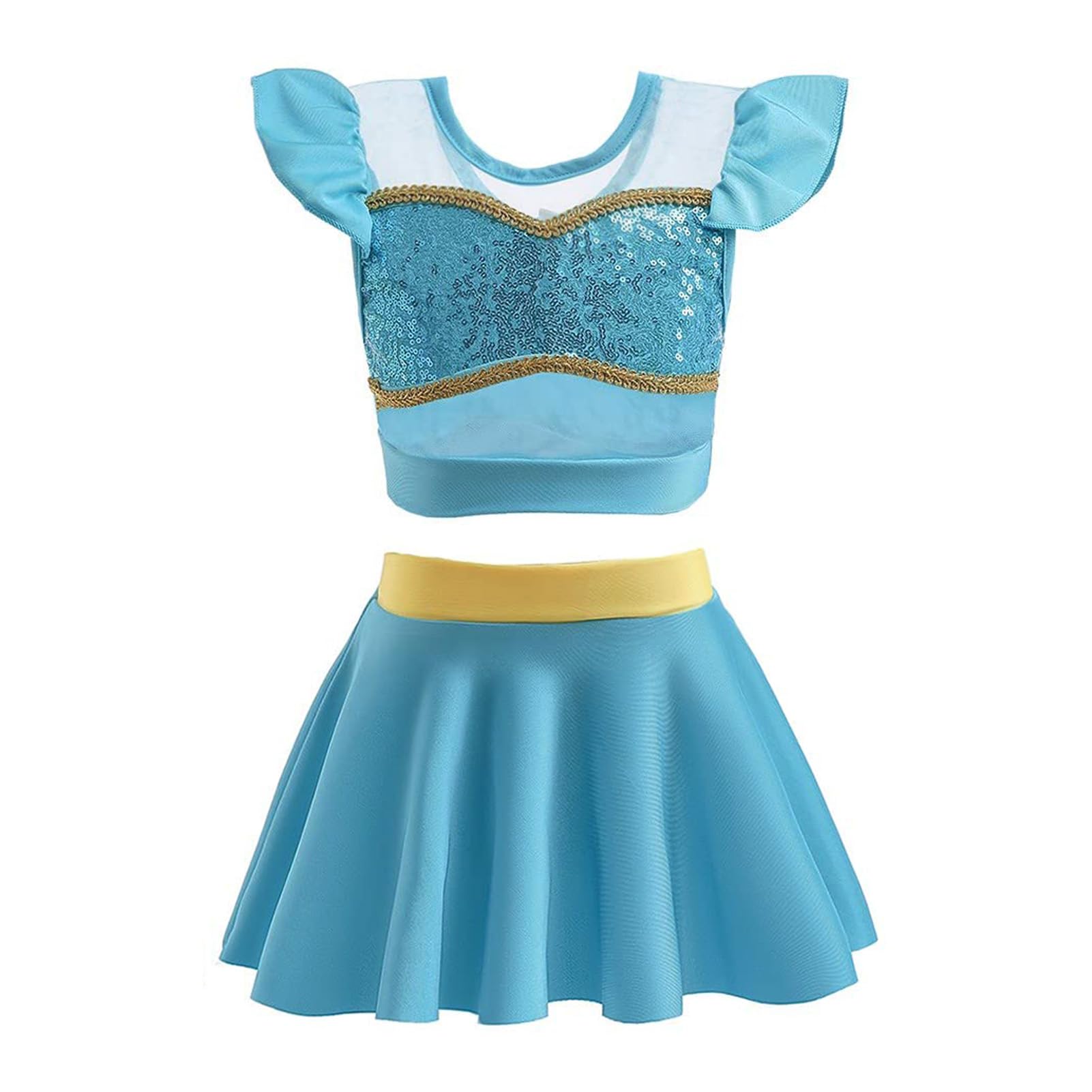 Photo 1 of **DAMAGED(TORN)**LOOK AT LIVE PHOTO**
AmzManch Jasmine Swimsuit for Girls 2-Piece Tankini Set Princess Swimwear Kids Adventure Bathing Suit Role Play Bikini Pool Party Water Sport Beach Swim Suit Size 6-7Years/Blue