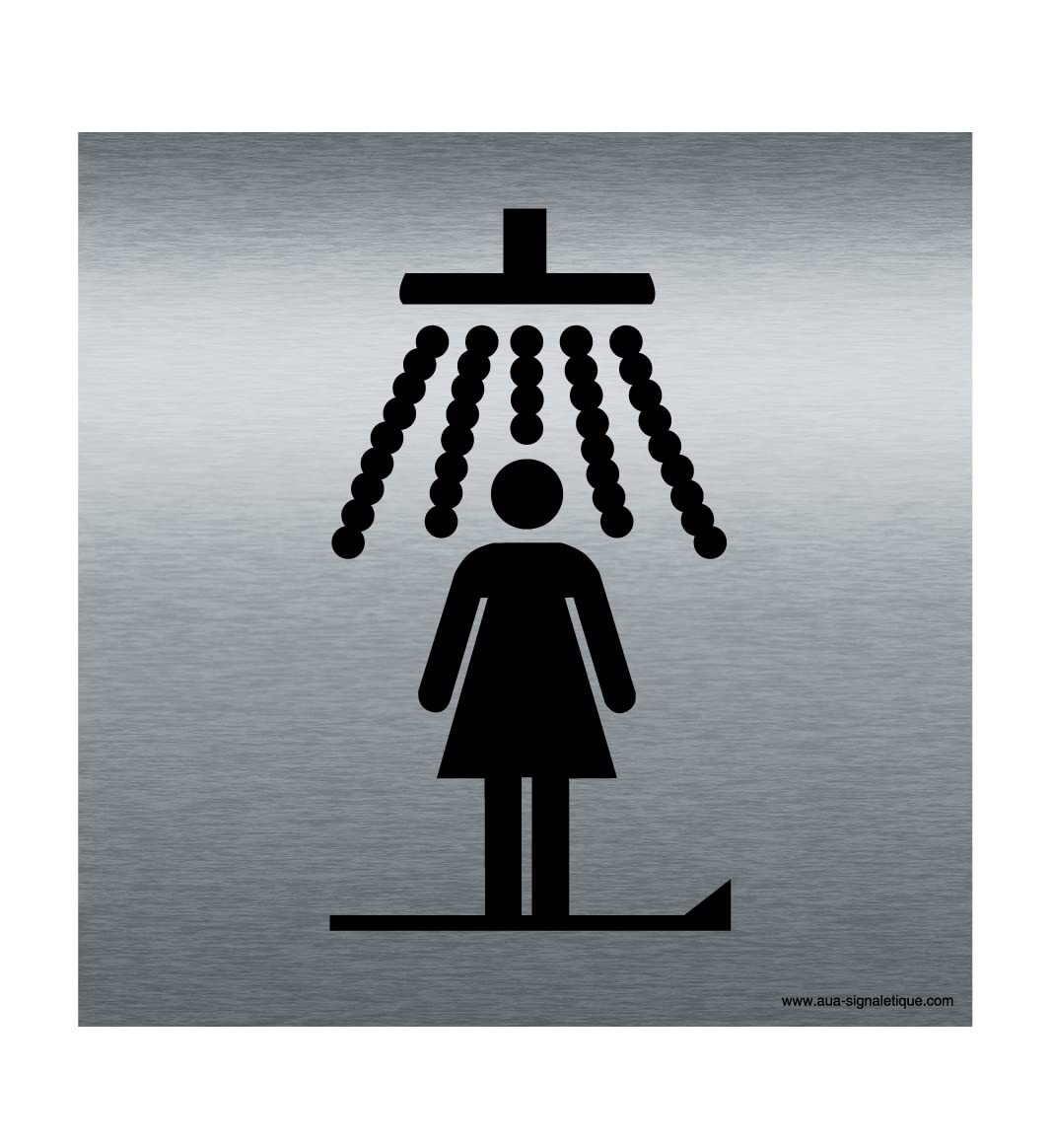 AUA SIGNALETIQUE - Plaque Aluminium Brossé Douche Femme 130x130 mm