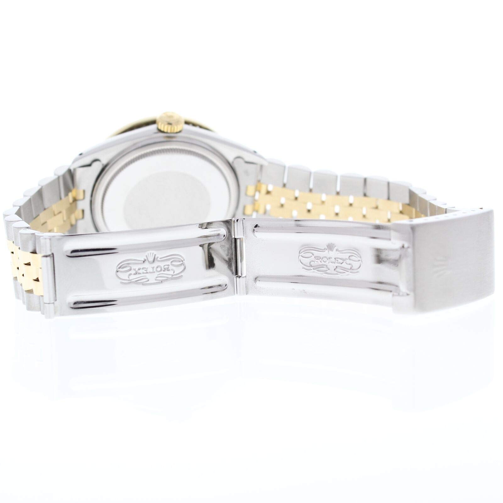 Rolex Mens Datejust 16013 36mm Steel & Gold Datejust Custom Added Silver Diamond Dial & Custom 1CT Diamond Bezel (Certified Pre-Owned)