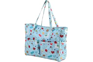 Coopay Craft Bag for Yarn Crochet Knitting Cross Stitch Project & Supplies, Crochet Bags Knitting Tote for Embroidery Item Crochet Hooks Knitting Needles, High Capacity & WaterProof, Cute Alpaca