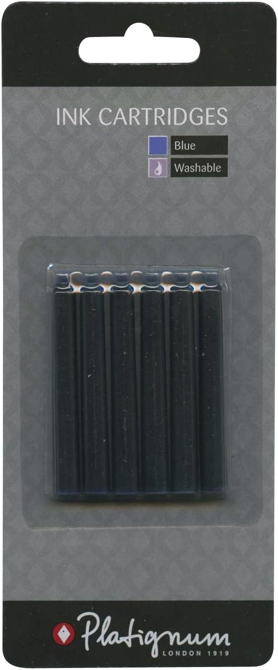 Platignum Fountain Pen Ink Cartridge - Blue - Pack of 6