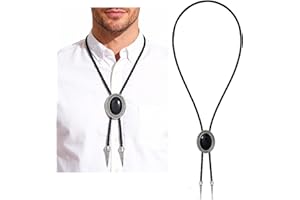 eggigi Bolo Tie for Men, Western Cowboy Handmade Bolo Tie with Silver-Toned Conchos & Genuine Stone, Adjustable Leather Cord 
