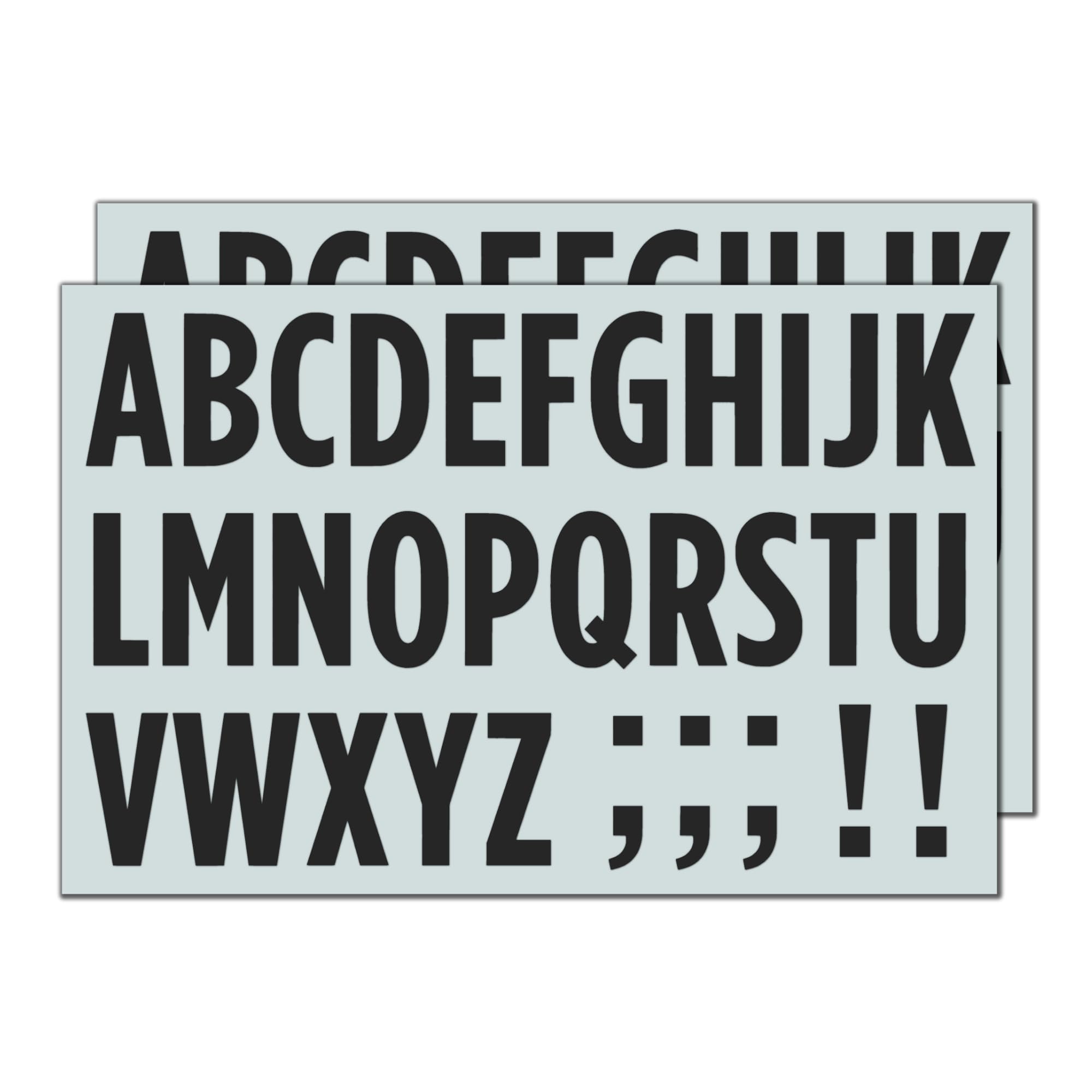 10 Sheets, 50mm - Large Letter Stickers, Black Waterproof Vinyl Stick on Alphabet