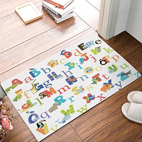 YEHO Art Gallery Indoor Outdoor Door Mat Welcome Mat Bath Mat Entrance Rug Floor Mats Shoe Scraper Doormat, ABC Alphabet Design, 18x30 Inch