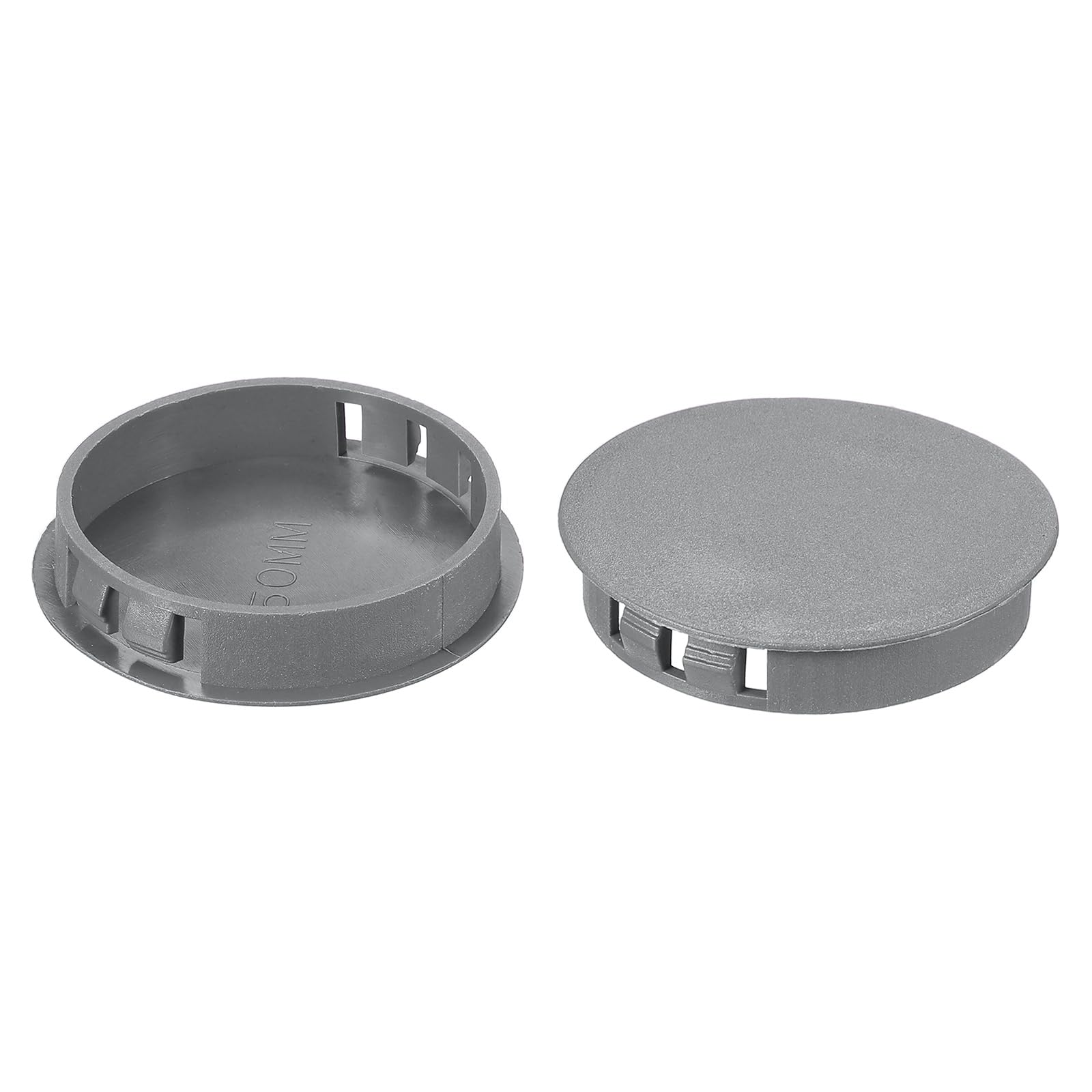 PATIKIL 2"/50mm Plastic Hole Plugs, 20Pcs Flush Type Round Hole Plugs Cover Snap in Locking Hole Tube for Table Kitchen Cabinet Furniture, Dark Grey
