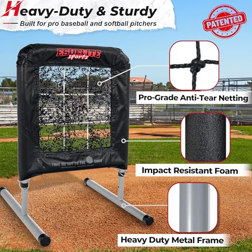 Heavy-Duty 9 Hole Pro Style Baseball & Softball Pitching Net with Strike Zone Target - Adjustable Portable Design