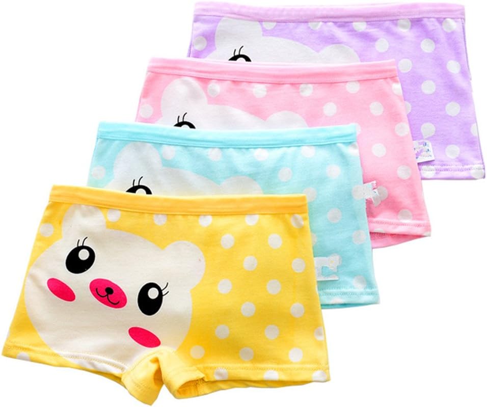 adiasen Little Girl's 4-Packs Underwear Boxer Hipster Knickers Briefs Cotton