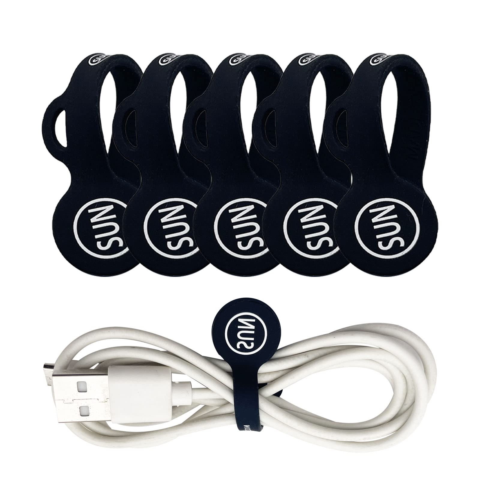 Magnetic Cable Clips Earbuds Cord Organisers Black Bookmark Whiteboard Noticeboard Fridge Magnets Keychain Headphone Cable USB Charging Cord Manager Keeper Wrap Strap 5 Pack