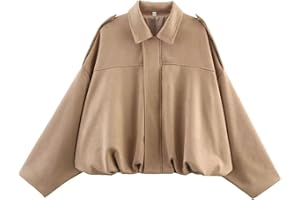 Xunger Women's Faux Suede Bomber Jacket Spring Lapel Pilot Coat Casual Oversized Long Sleeves Trendy Streetwear Outerwear