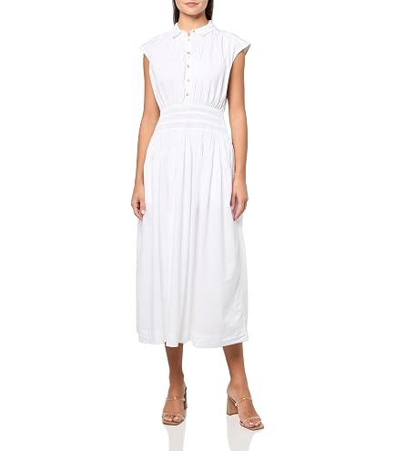 Lucky Brand Cinch Waist Shirt Dress Blue Stripe LG (US 10-12) at Amazon Women's Clothing store
