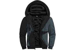 WENTTUO Flannel Hoodies for Men Heavyweight Fleece Sweatshirt Full Zip Up Thick Sherpa Lined Jacket