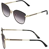 Gucci GG0589SK GG Interlocking Logo Cat-Eye-Shaped Non-Polarized Sunglasses for Women – Includes Luxury Eyewear Kit – Black Frame with Gray Lens