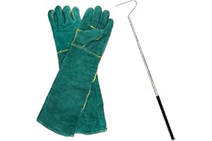 Hamiledyi Animal Handling Gloves Bite With Hook Proof Reinforced Leather Padding Dog Cat Scratch Bird Falcon Protection Grabb