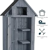 Airwave Bideford Wooden Garden Tool Cabinet Shed Grey 3 Storage Spaces view 3
